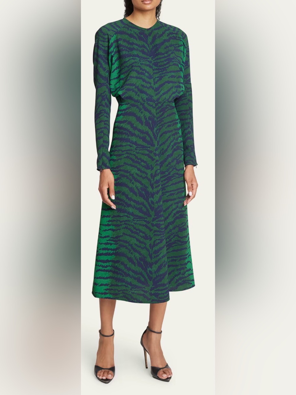 Victoria Beckham tiger print dolman sleeve midi-dress